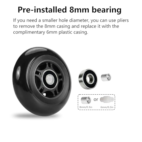Inline Skate Wheels: 80mm ABEC 9 Bearing Replacement Wheels for Indoor Outdoor Activities (8 Pack)
