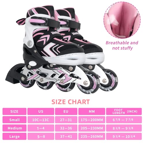 Nattork Inline Skates for Kids Girls Boys with Full Light Up Wheels
Nattork Adjustable Safe Durable Inline Skates for Gi